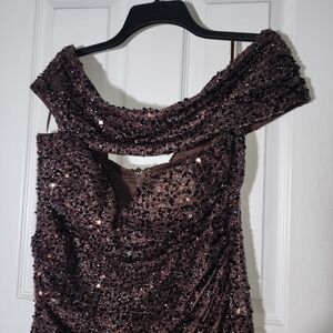 Fashion Nova Brown Sequin Top